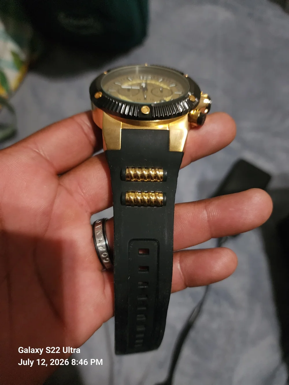 Invicta Gold and Black Chronograph Watch